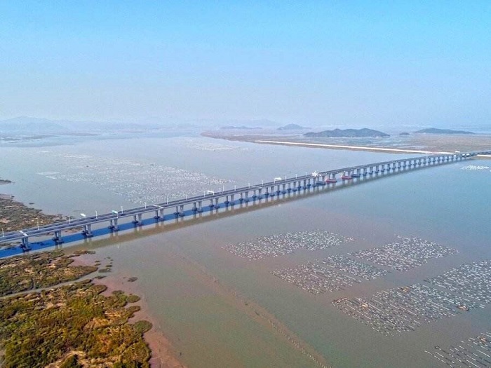 三门湾跨海大桥交工质检本月底将全线建成