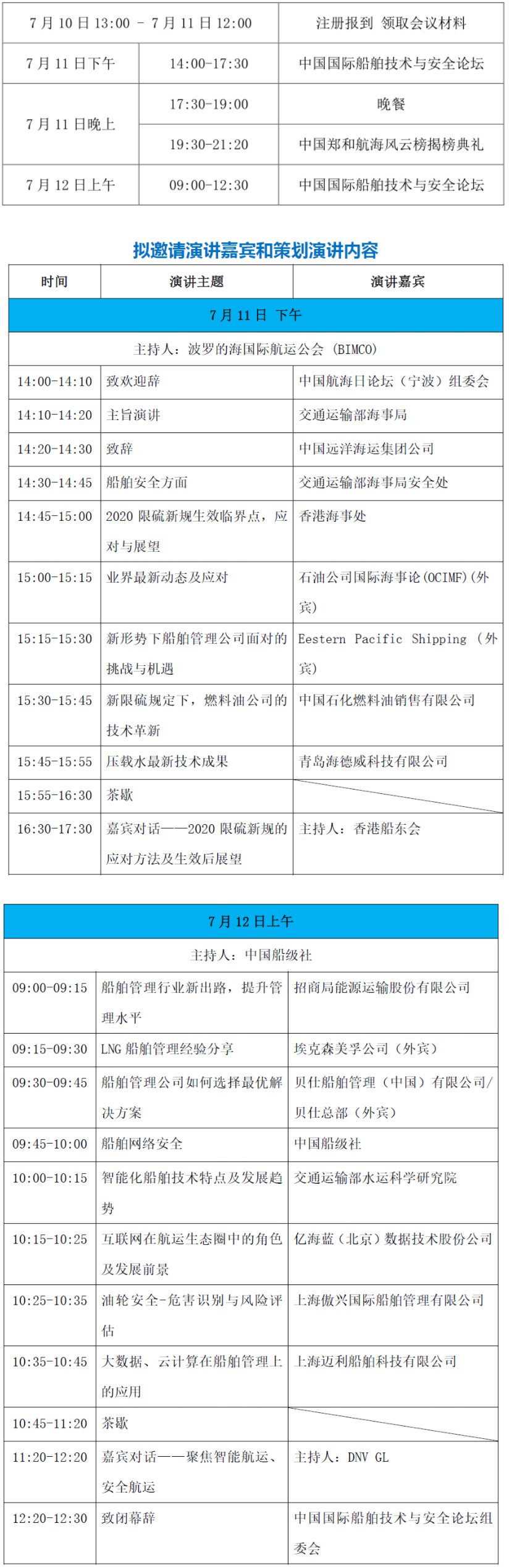 2019年中国国际船舶技术与安全论坛日程安排